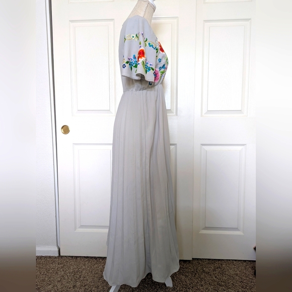 Asos Embroidered Pleated Maxi Dress - Picture 2 of 9